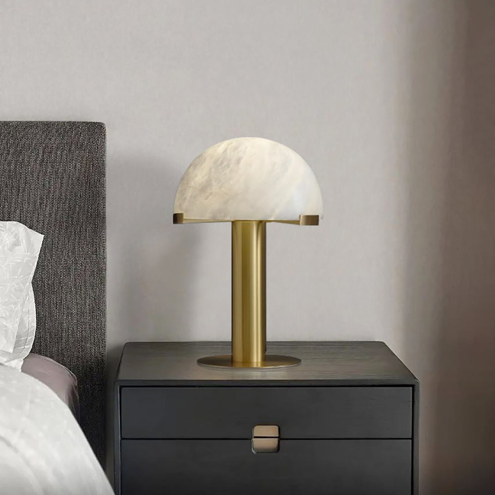 Luxury Alabaster Table Lamp – Natural Stone Lamp with Bronze Frame