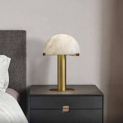 Luxury Alabaster Table Lamp – Natural Stone Lamp with Bronze Frame