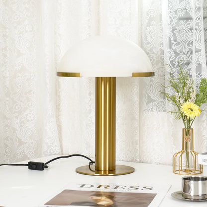 Luxury Alabaster Table Lamp – Natural Stone Lamp with Bronze Frame