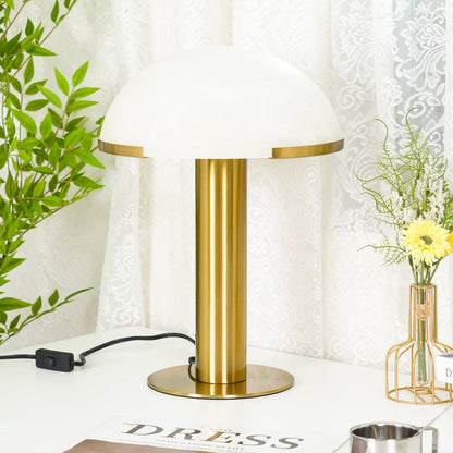 Luxury Alabaster Table Lamp – Natural Stone Lamp with Bronze Frame