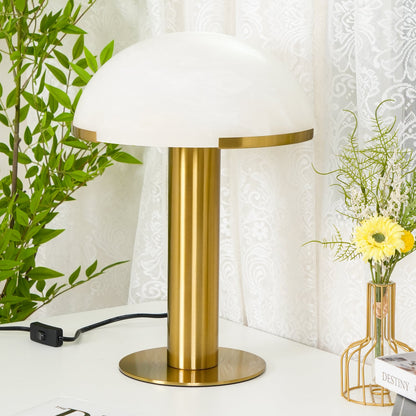 Luxury Alabaster Table Lamp – Natural Stone Lamp with Bronze Frame