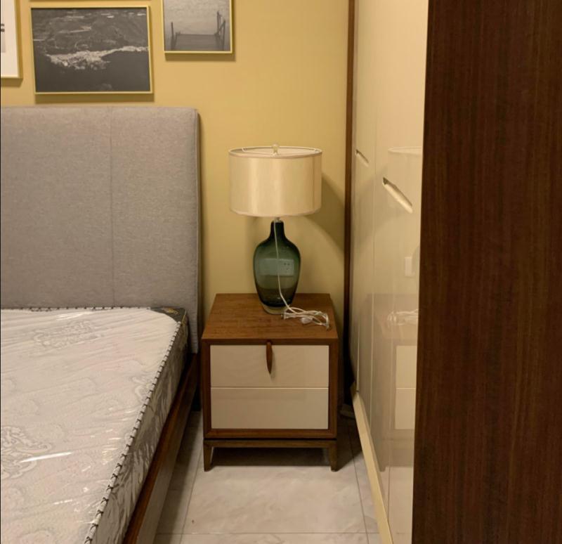 Smoky Glazed Crystal Table Lamp Metal Fabric LED Indoor Desk Lamp