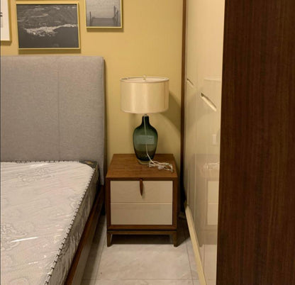 Smoky Glazed Crystal Table Lamp Metal Fabric LED Indoor Desk Lamp