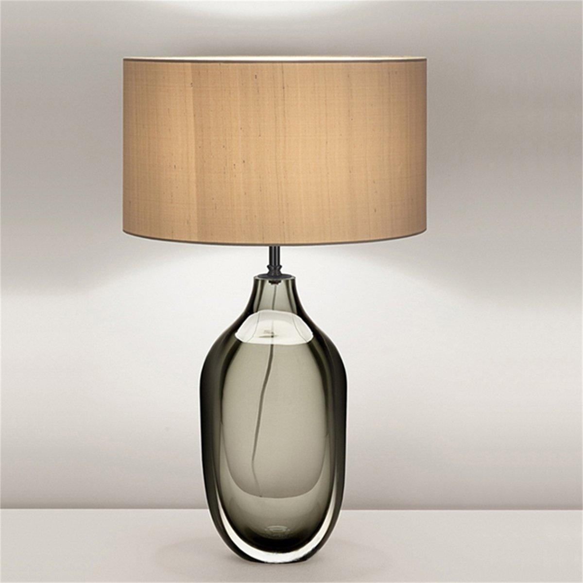 Smoky Glazed Crystal Table Lamp Metal Fabric LED Indoor Desk Lamp