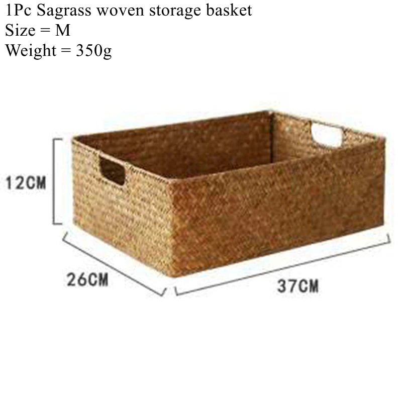Natural Woven Seagrass Basket For Home Storage