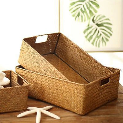 Natural Woven Seagrass Basket For Home Storage