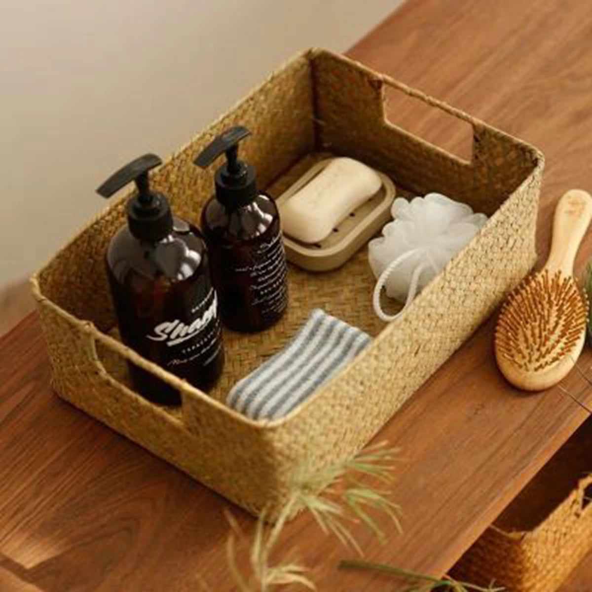 Natural Woven Seagrass Basket For Home Storage