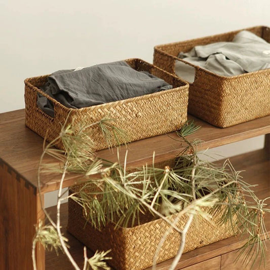 Natural Woven Seagrass Basket For Home Storage