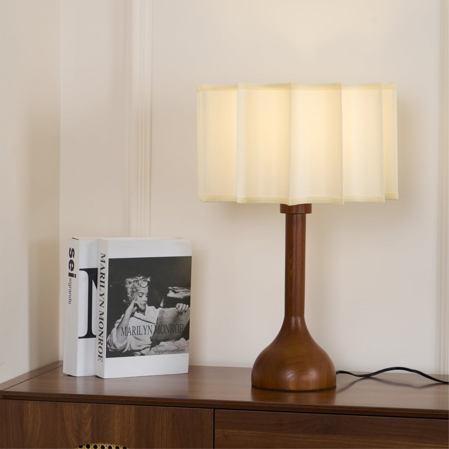 Hakka Table Lamp Oak Walnut Beige LED Indoor Lighting