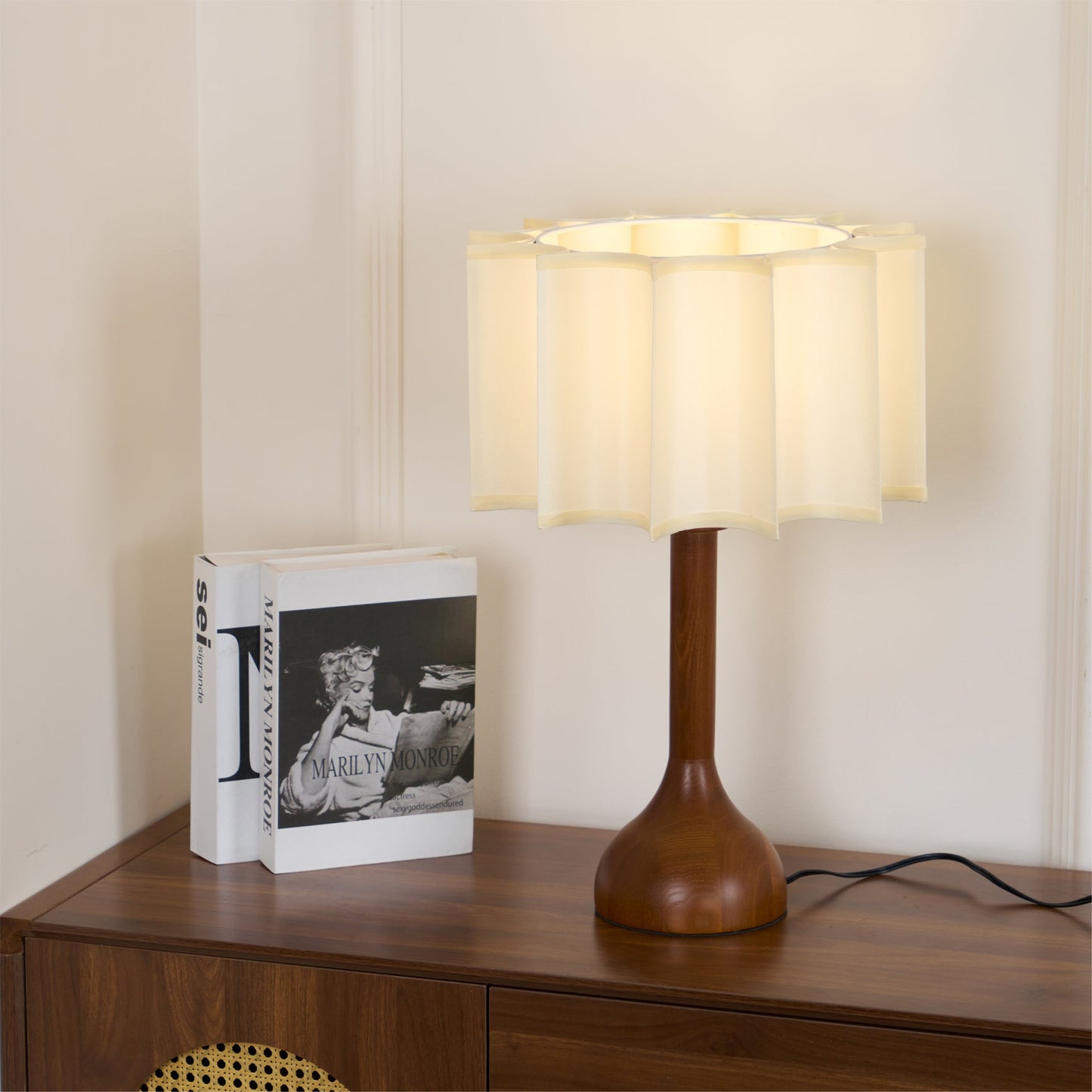 Hakka Table Lamp Oak Walnut Beige LED Indoor Lighting