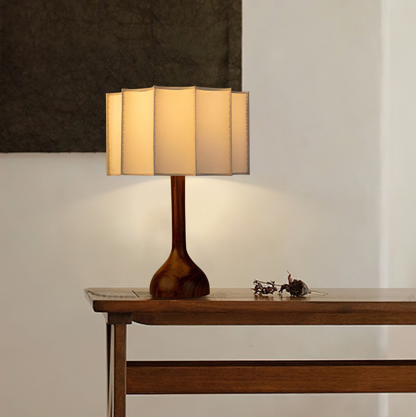 Hakka Table Lamp Oak Walnut Beige LED Indoor Lighting