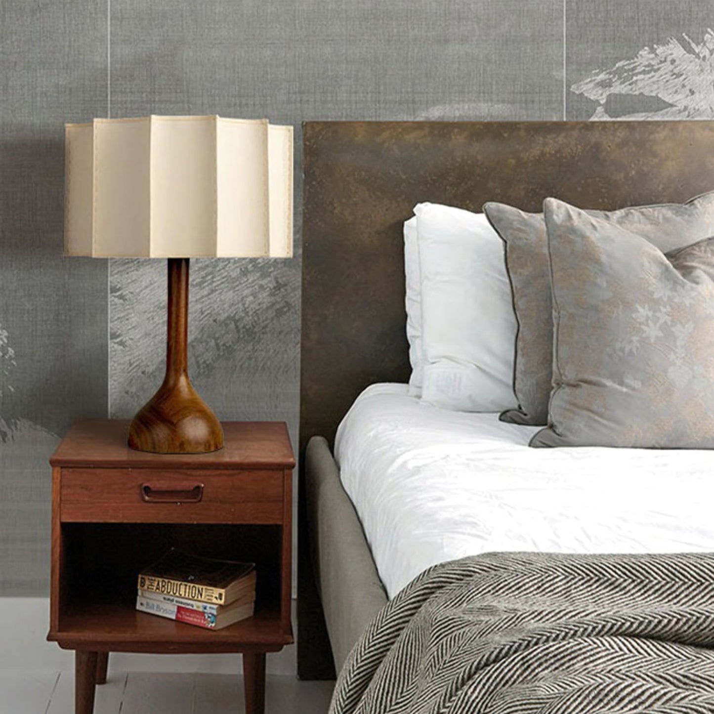 Hakka Table Lamp Oak Walnut Beige LED Indoor Lighting