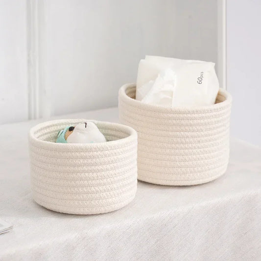 Handmade Cotton Rope Storage Basket - Stylish Organizer for Home & Office