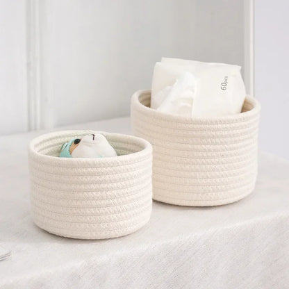Handmade Cotton Rope Storage Basket - Stylish Organizer for Home & Office