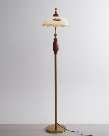 Heritage Bloom Floor Lamp With Vintage Floral & Frosted Glass Design
