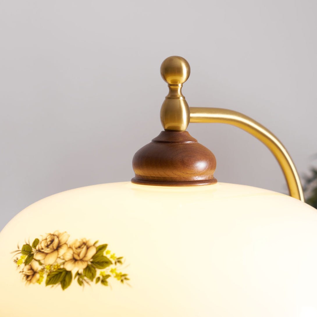 Heritage Bloom Floor Lamp With Vintage Floral & Frosted Glass Design