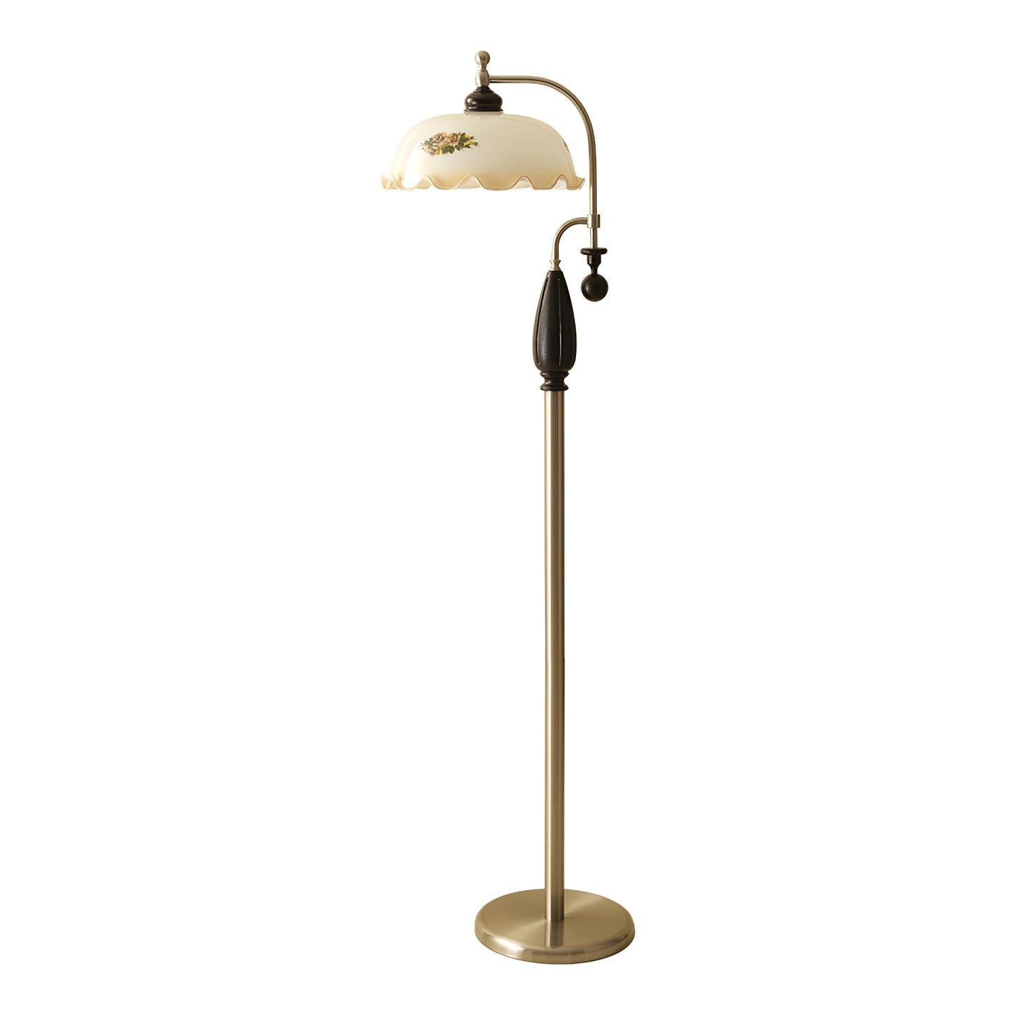 Heritage Bloom Floor Lamp With Vintage Floral & Frosted Glass Design