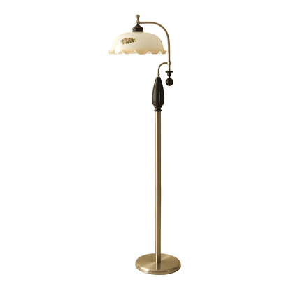 Heritage Bloom Floor Lamp With Vintage Floral & Frosted Glass Design