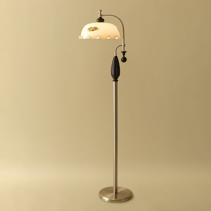 Heritage Bloom Floor Lamp With Vintage Floral & Frosted Glass Design