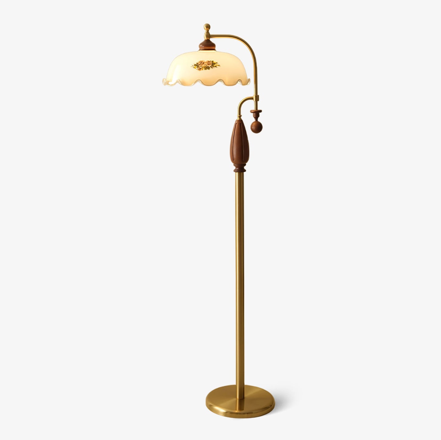 Heritage Bloom Floor Lamp With Vintage Floral & Frosted Glass Design