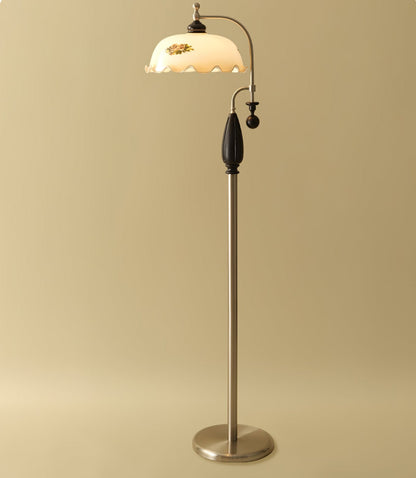 Heritage Bloom Floor Lamp With Vintage Floral & Frosted Glass Design