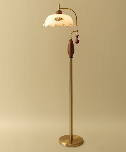 Heritage Bloom Floor Lamp With Vintage Floral & Frosted Glass Design