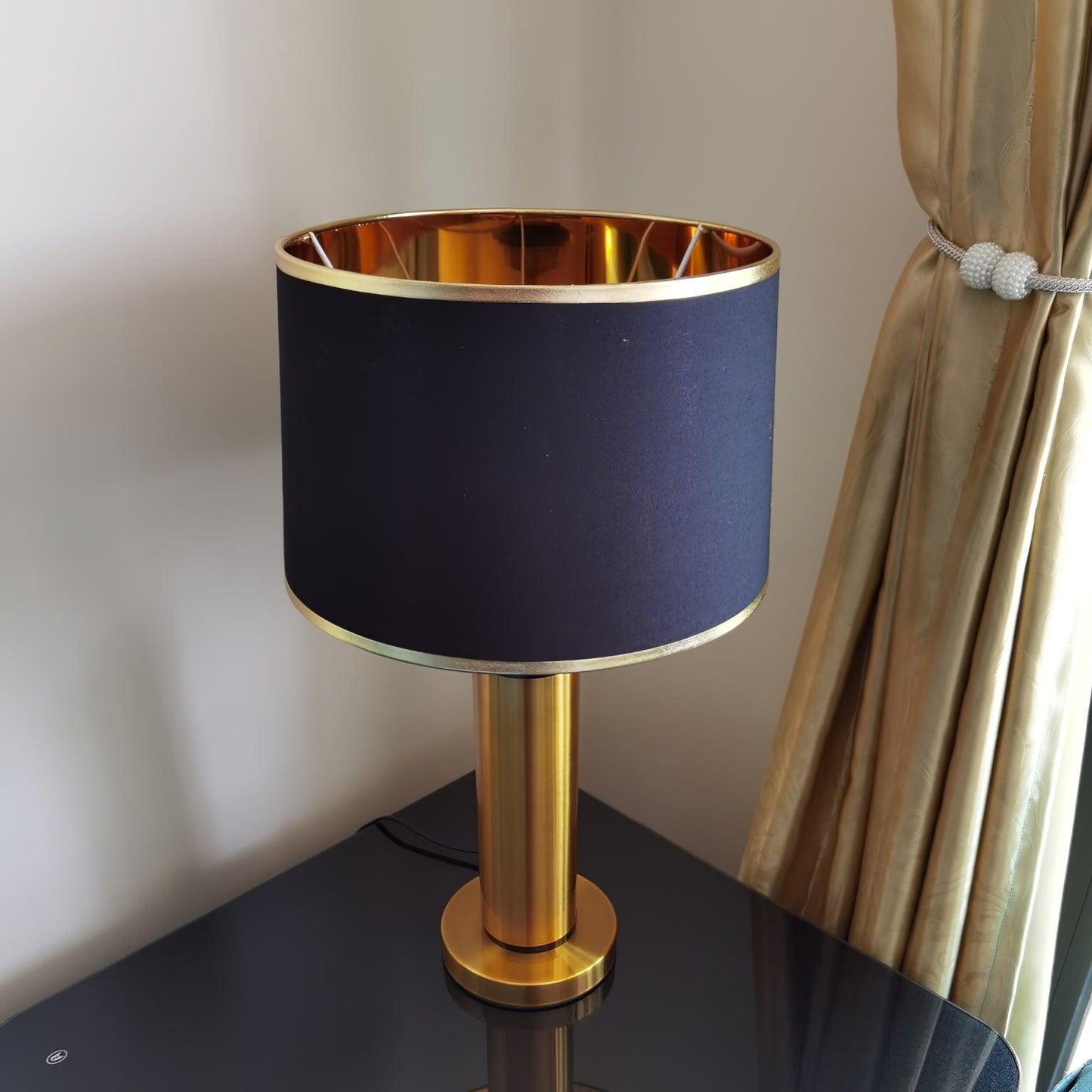 Jaspar Table Lamp – Modern Gold & Fabric Lighting Elegant Bedroom & Living Room Decor