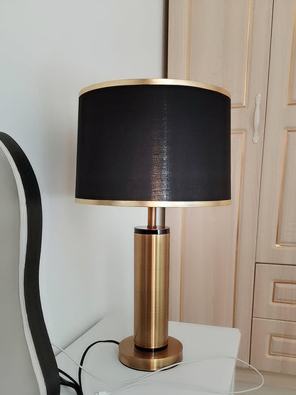 Jaspar Table Lamp – Modern Gold & Fabric Lighting Elegant Bedroom & Living Room Decor