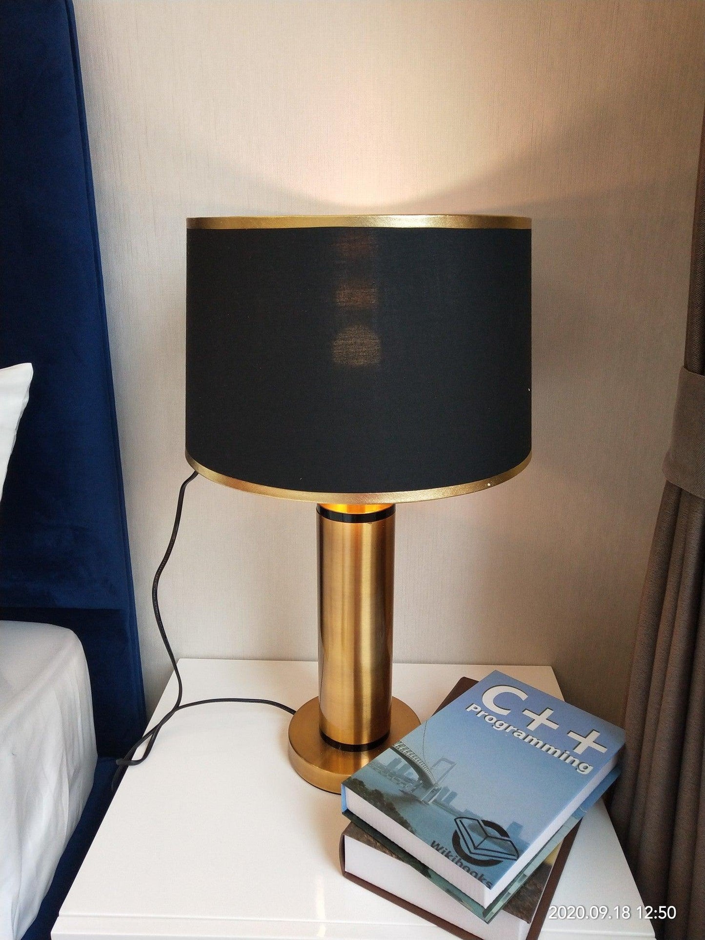 Jaspar Table Lamp – Modern Gold & Fabric Lighting Elegant Bedroom & Living Room Decor