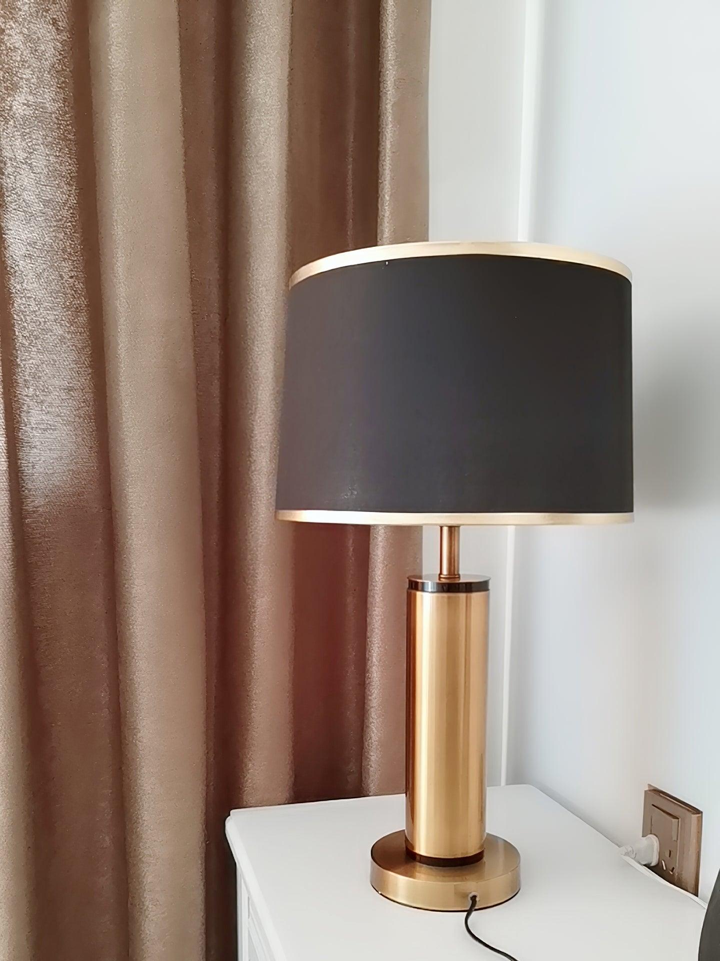 Jaspar Table Lamp – Modern Gold & Fabric Lighting Elegant Bedroom & Living Room Decor