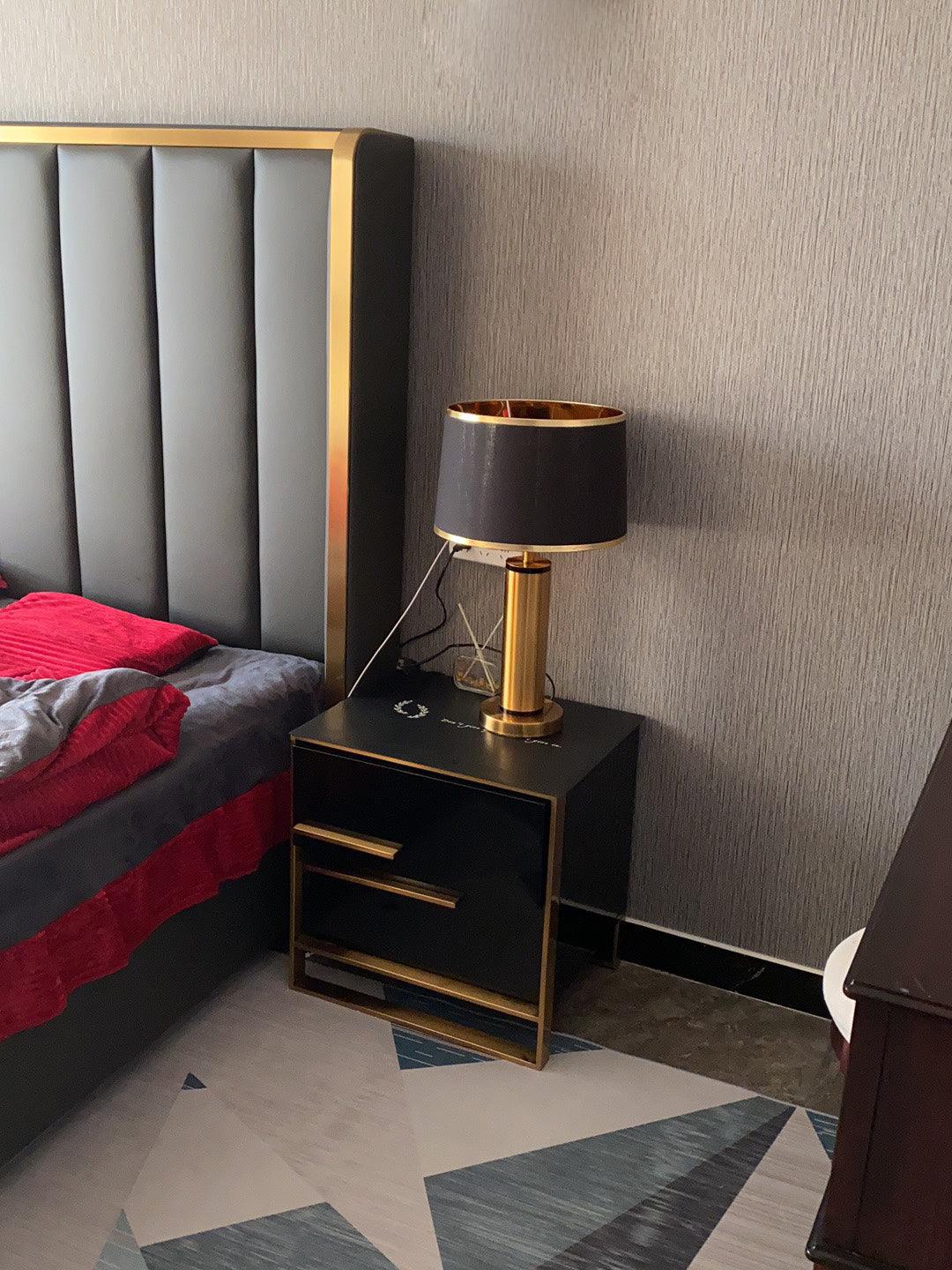 Jaspar Table Lamp – Modern Gold & Fabric Lighting Elegant Bedroom & Living Room Decor