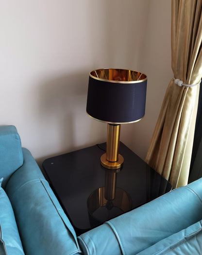 Jaspar Table Lamp – Modern Gold & Fabric Lighting Elegant Bedroom & Living Room Decor