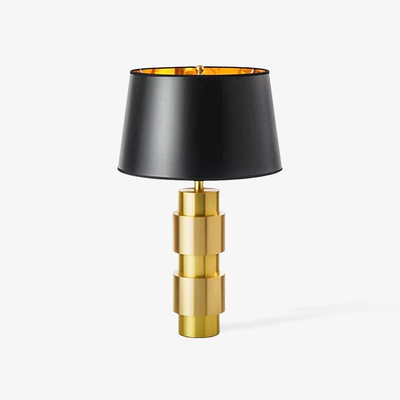 Jean Cylinder Table Lamp Gold Black Linen LED Desk Lighting