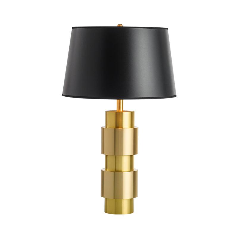 Jean Cylinder Table Lamp Gold Black Linen LED Desk Lighting