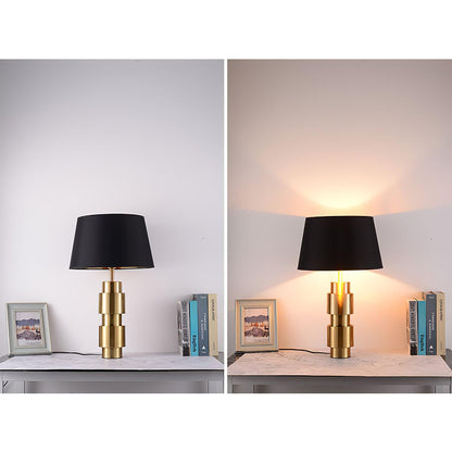 Jean Cylinder Table Lamp Gold Black Linen LED Desk Lighting