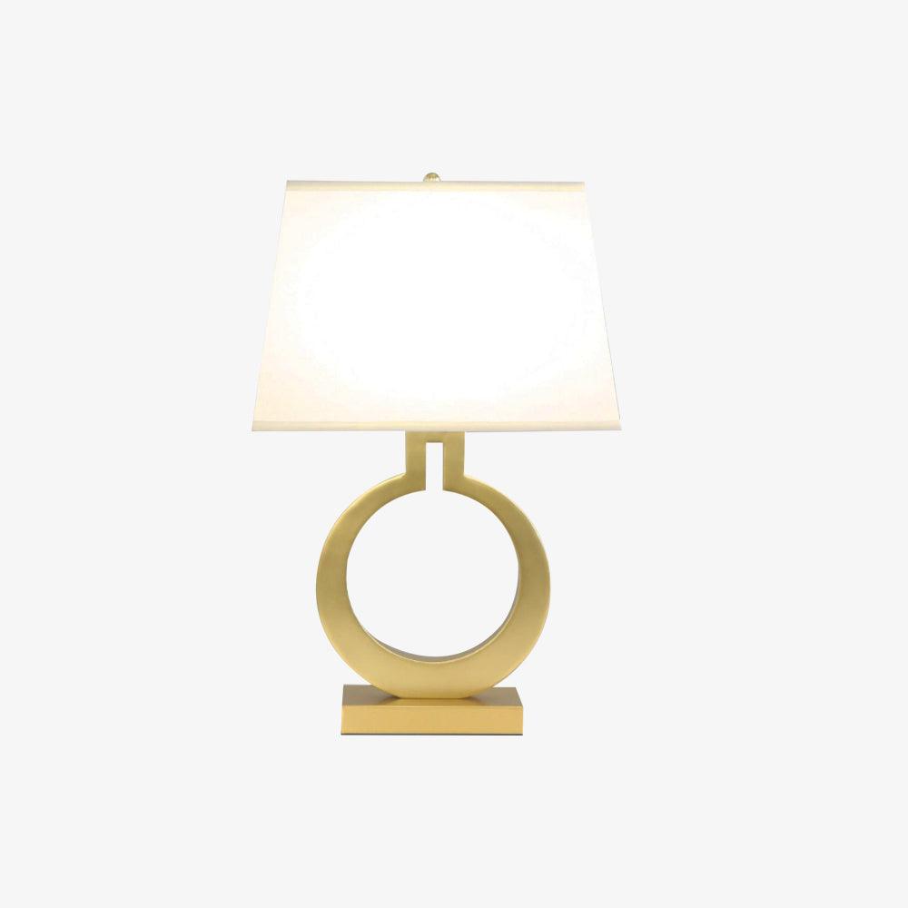 Keyhole Ring Table Lamp Gold White Fabric LED Desk Lighting