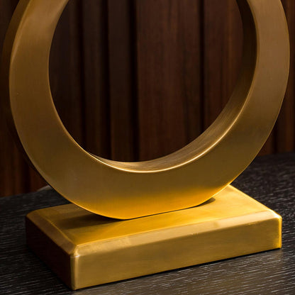 Keyhole Ring Table Lamp Gold White Fabric LED Desk Lighting