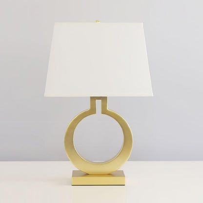 Keyhole Ring Table Lamp Gold White Fabric LED Desk Lighting