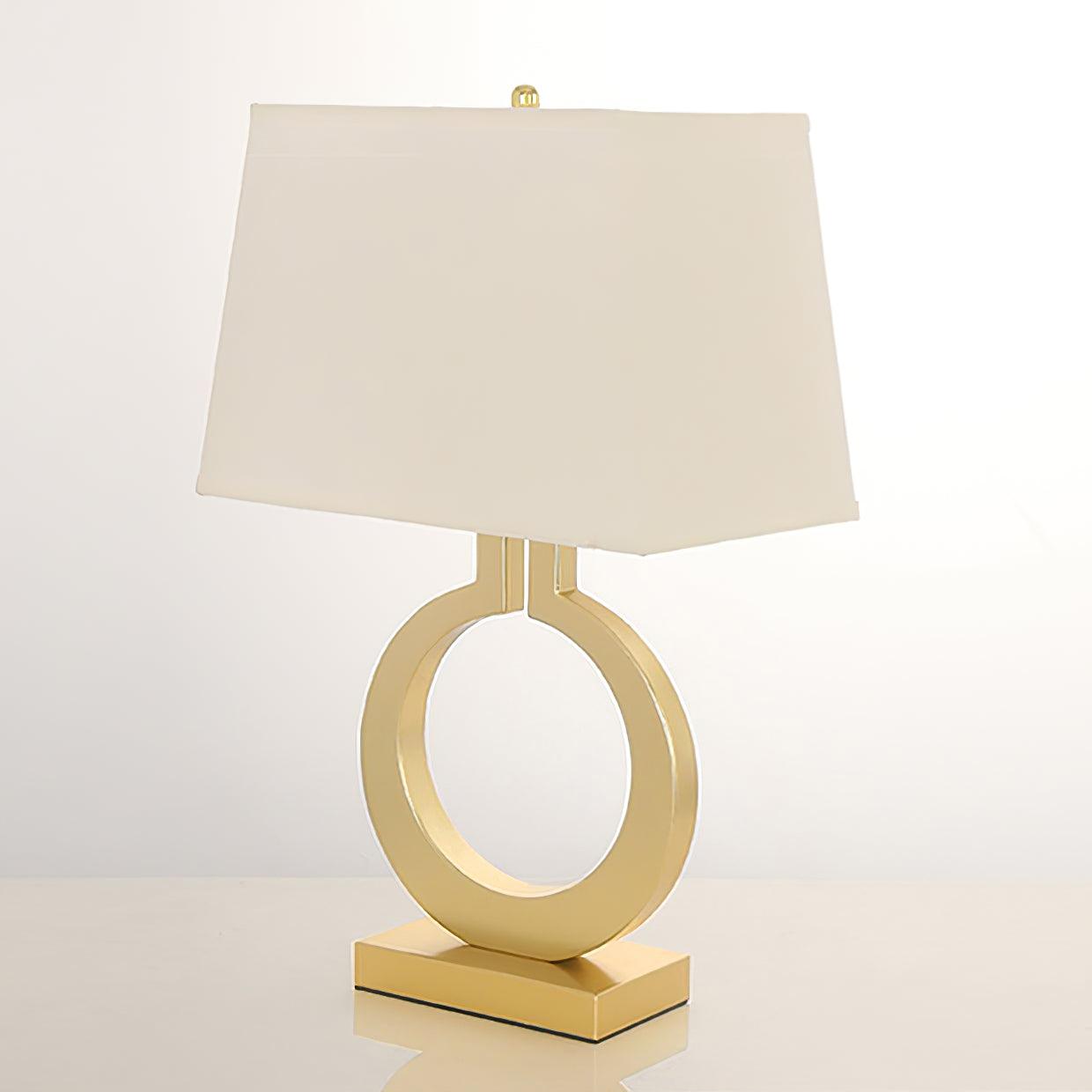 Keyhole Ring Table Lamp Gold White Fabric LED Desk Lighting