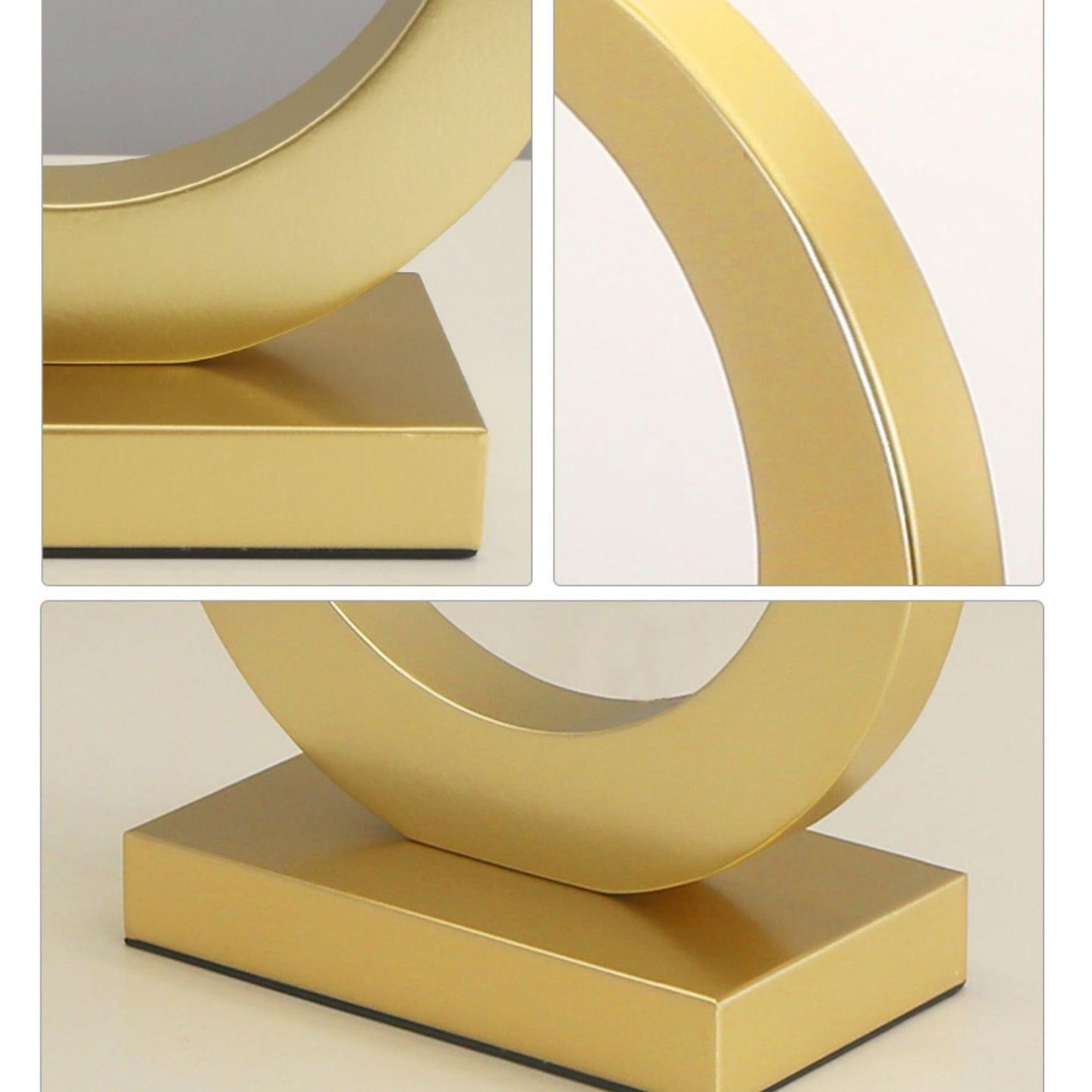 Keyhole Ring Table Lamp Gold White Fabric LED Desk Lighting