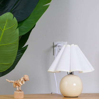 Kicsi Pleated Table Lamp – Ceramic Mushroom Lamp with Linen Shade for Bedroom, Living Room or Desk