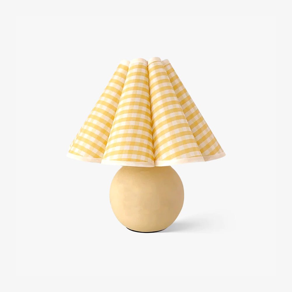 Kicsi Pleated Table Lamp – Ceramic Mushroom Lamp with Linen Shade for Bedroom, Living Room or Desk