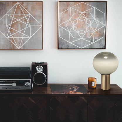 Gold Finish Hand-Blown Glass Sphere with Soft Warm Ambient Light Lamp