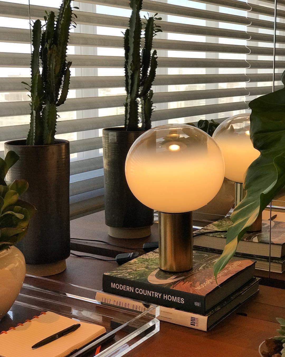 Gold Finish Hand-Blown Glass Sphere with Soft Warm Ambient Light Lamp