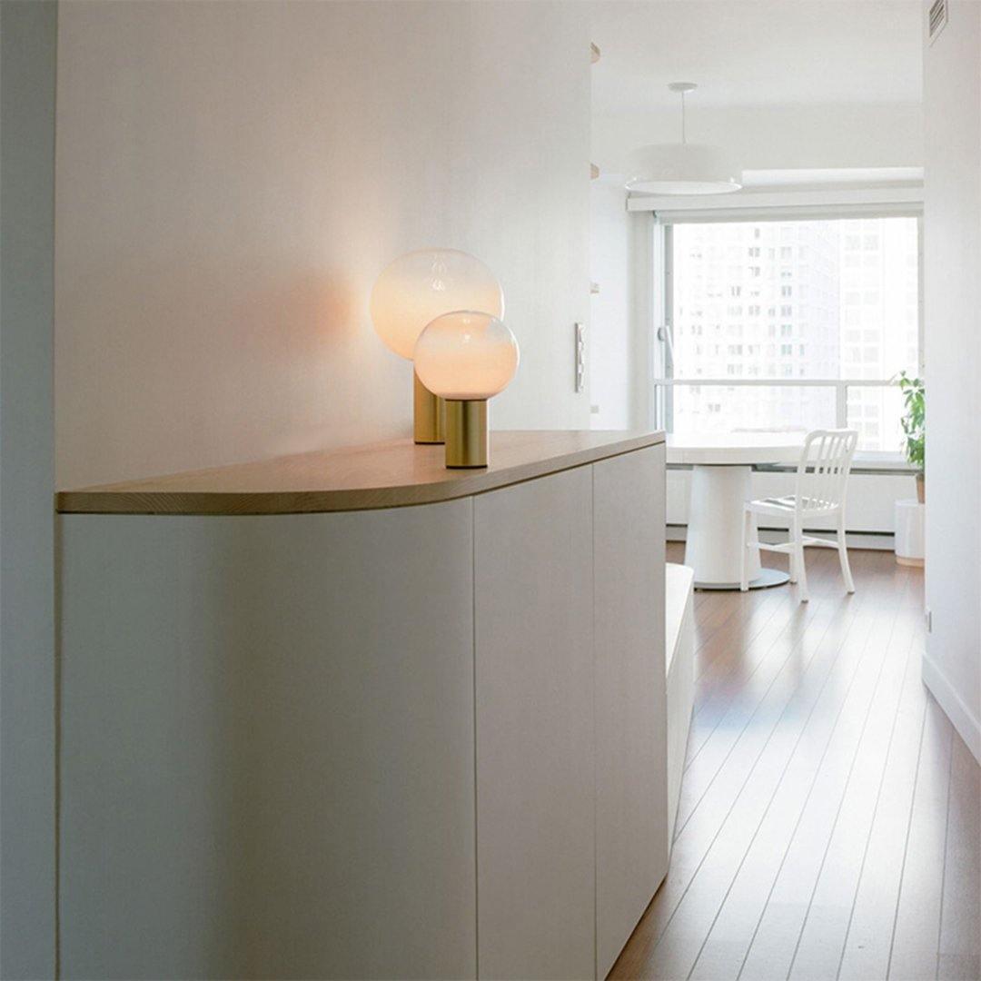 Gold Finish Hand-Blown Glass Sphere with Soft Warm Ambient Light Lamp