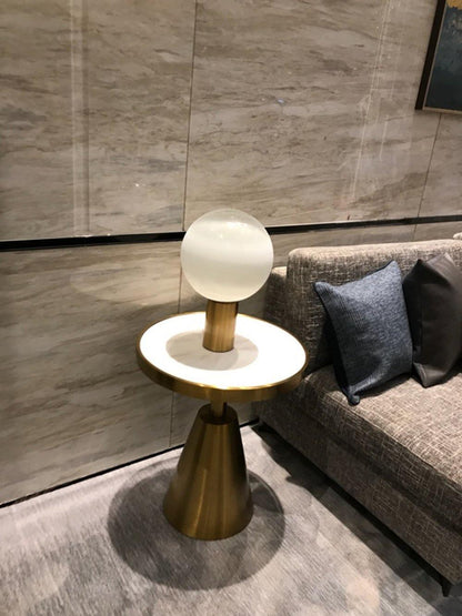 Gold Finish Hand-Blown Glass Sphere with Soft Warm Ambient Light Lamp
