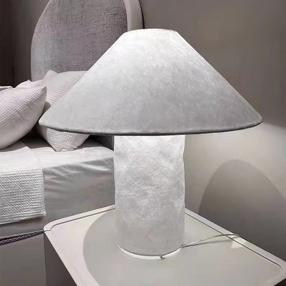 Sculptural Crinkle Paper Table Lamp – White Metal Base with Wide Shade
