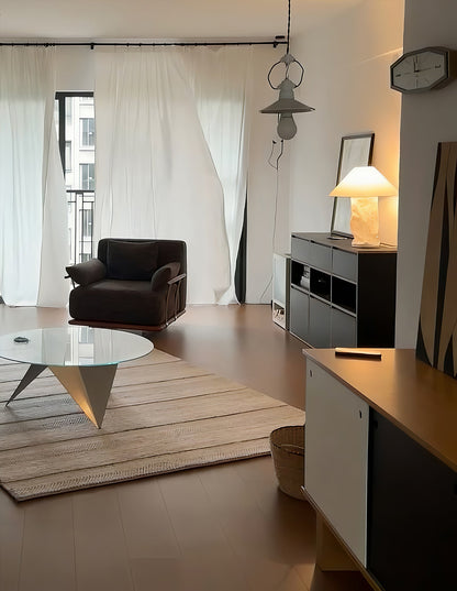 Sculptural Crinkle Paper Table Lamp – White Metal Base with Wide Shade