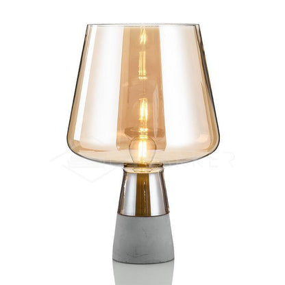 Modern Leimu Table Lamp LED Concrete Base Glass Shade Lighting