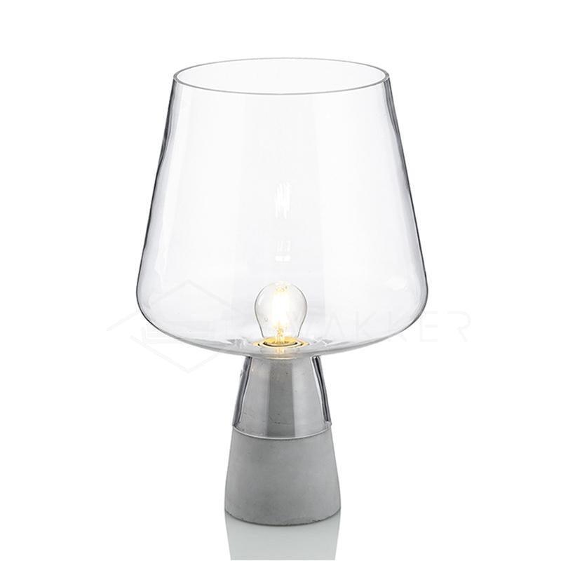 Modern Leimu Table Lamp LED Concrete Base Glass Shade Lighting